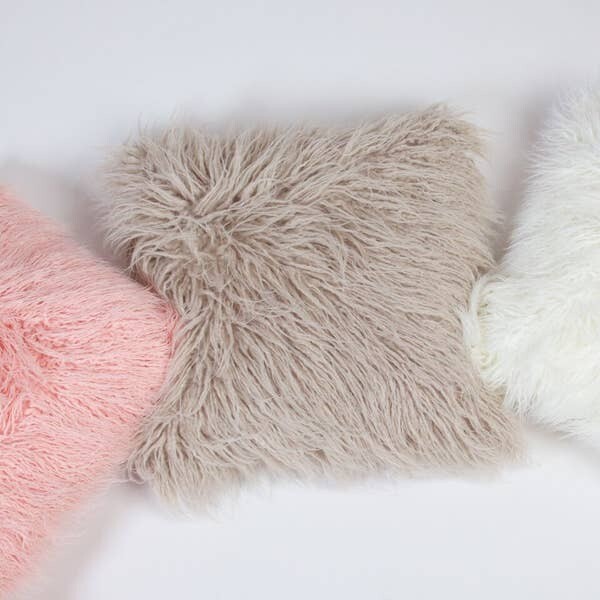 Mongolian Fur Pillow Grey