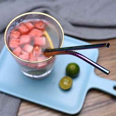 Multi Color Stainless Steel Straw Set- 8pk