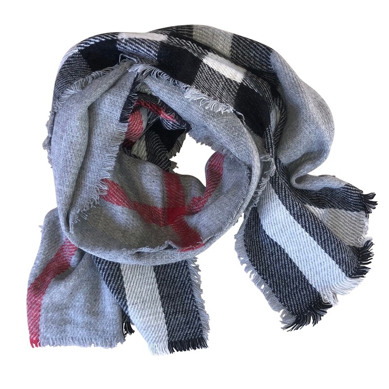 Grey Scottish Plaid Scarf