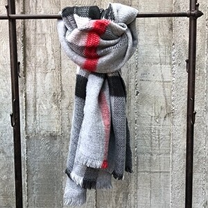 Grey Scottish Plaid Scarf