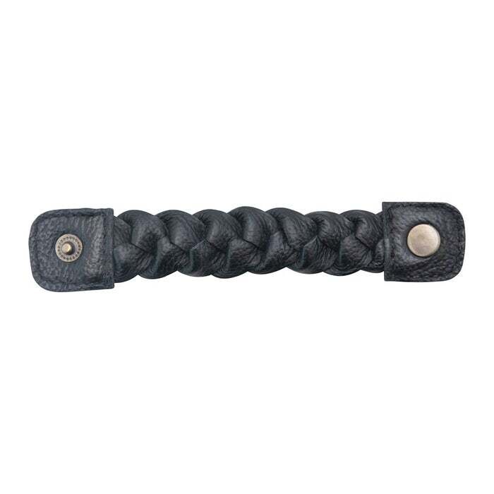 Black Braided Leather Napkin Ring Set