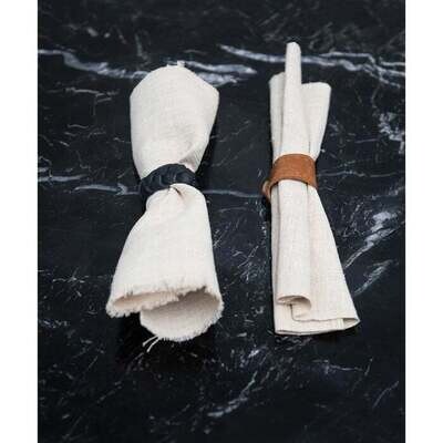 Natural Leather Napkin Ring w/ Snap Closure
