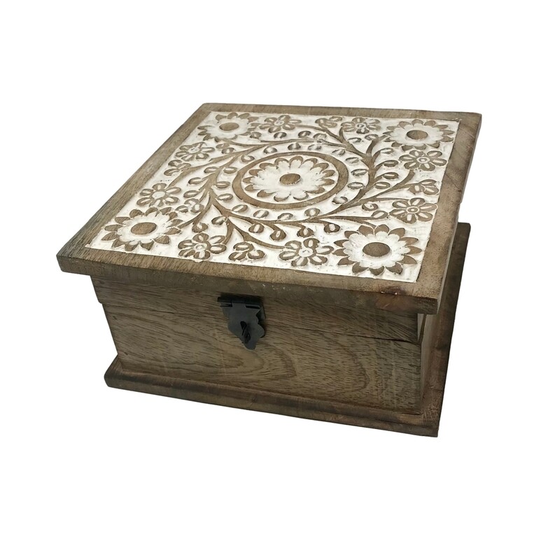 Hand Carved Wood Table Box