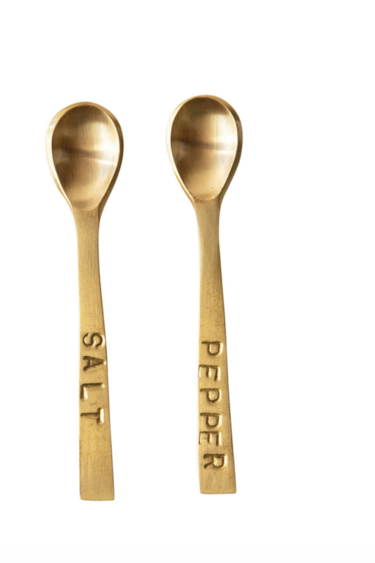 Brass Salt &amp; Pepper Spoon Set