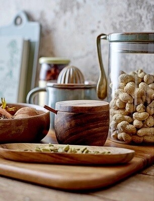 Acacia Wood Covered Jar w/ Spoon