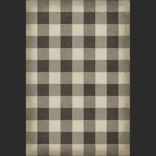 Gingham Canvas Black Vinyl Floor Cloth