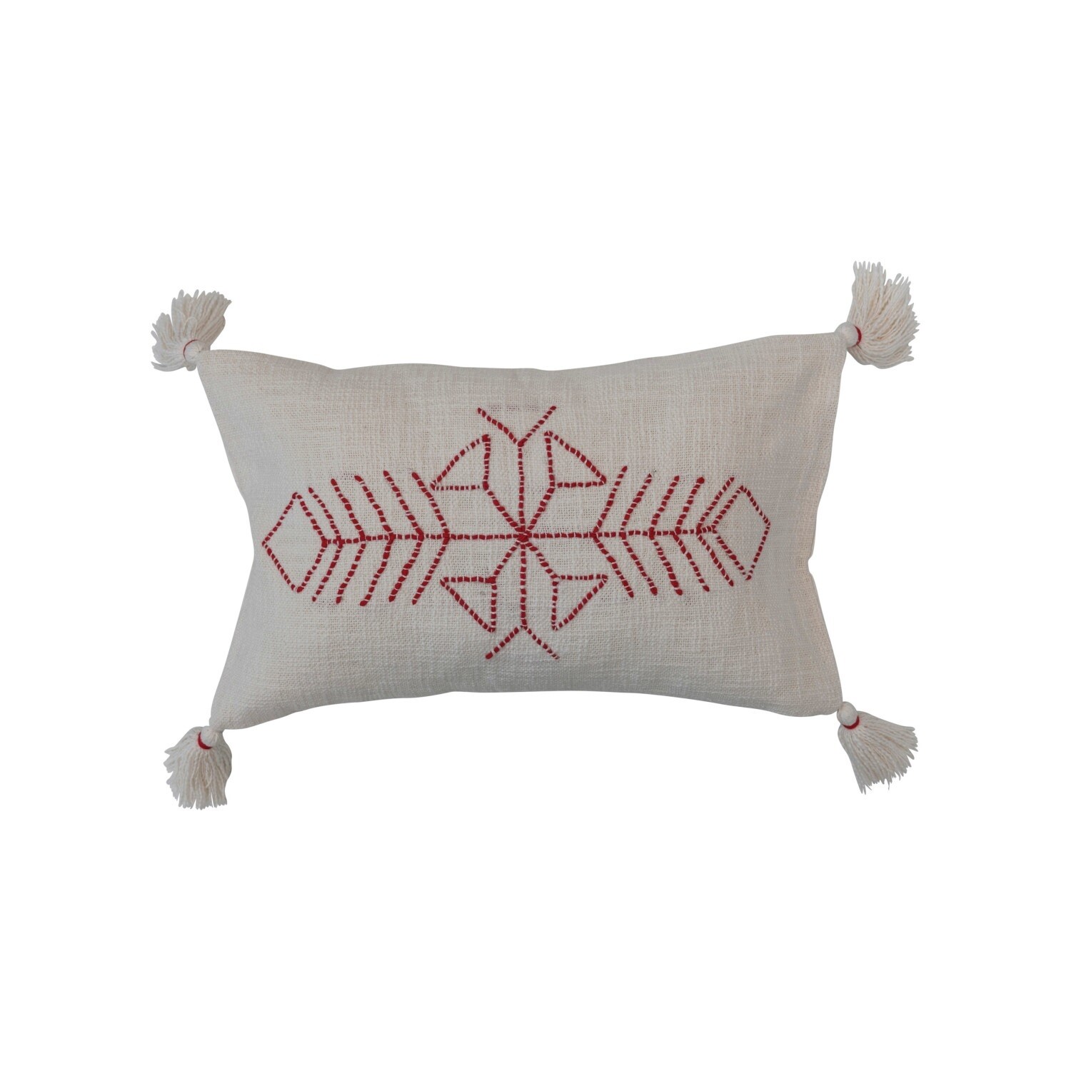 Embroidered Cotton Lumbar Pillow