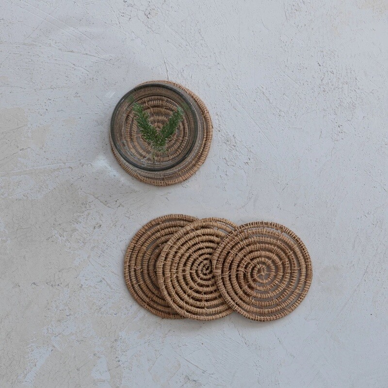Natural Palm Coaster Set
