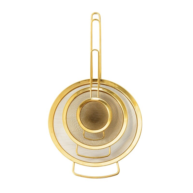 Gold Finished Stainless Steel Strainer Set