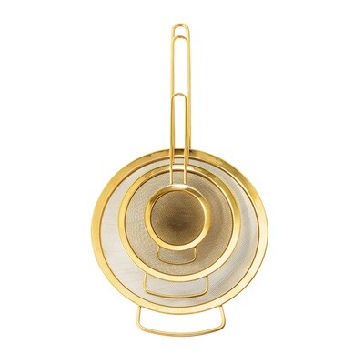 Gold Finished Stainless Steel Strainer Set