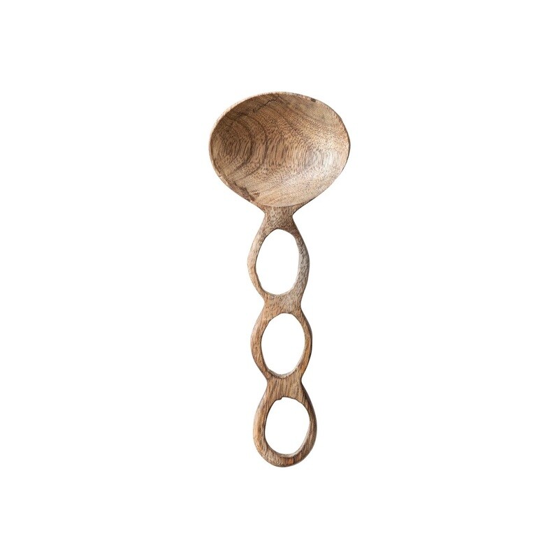 Circle Cut Out Carved Mango Wood Spoon