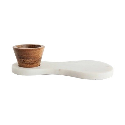 Marble Serving Board w/ Mango Wood Bowl