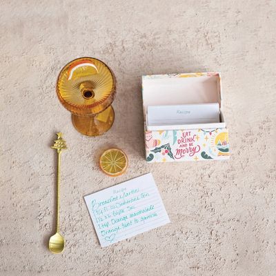Recipe Box Eat Drink And Be Merry w/ Cards