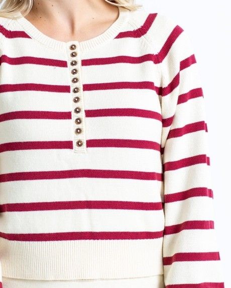 Paris Red &amp; White Striped Pullover