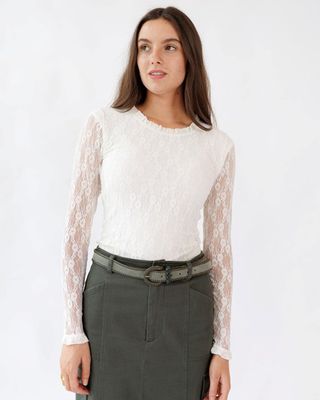 Brittany Lined Lace Longsleeve Blouse