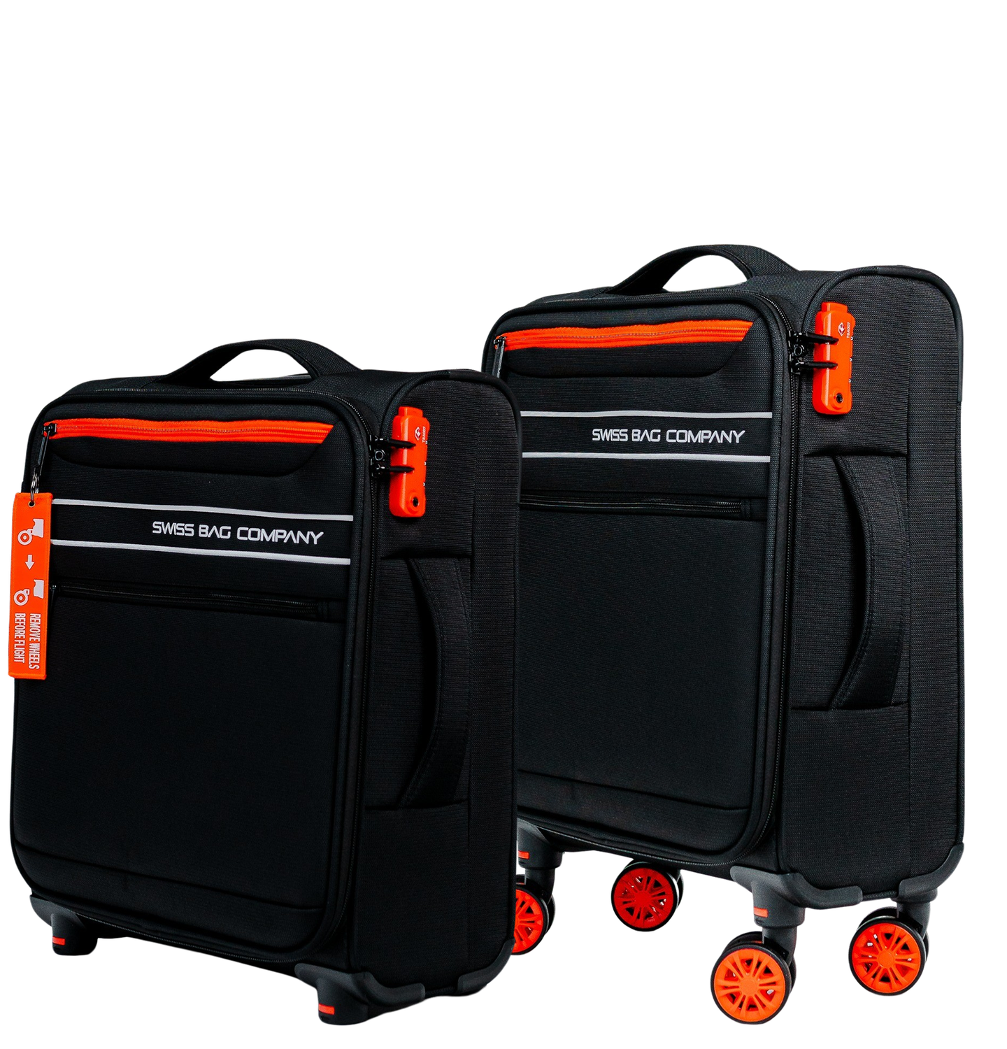 2x Ohio - Cabin size &quot;Under Seat&quot; removable wheels (more volume), Farbe: Black