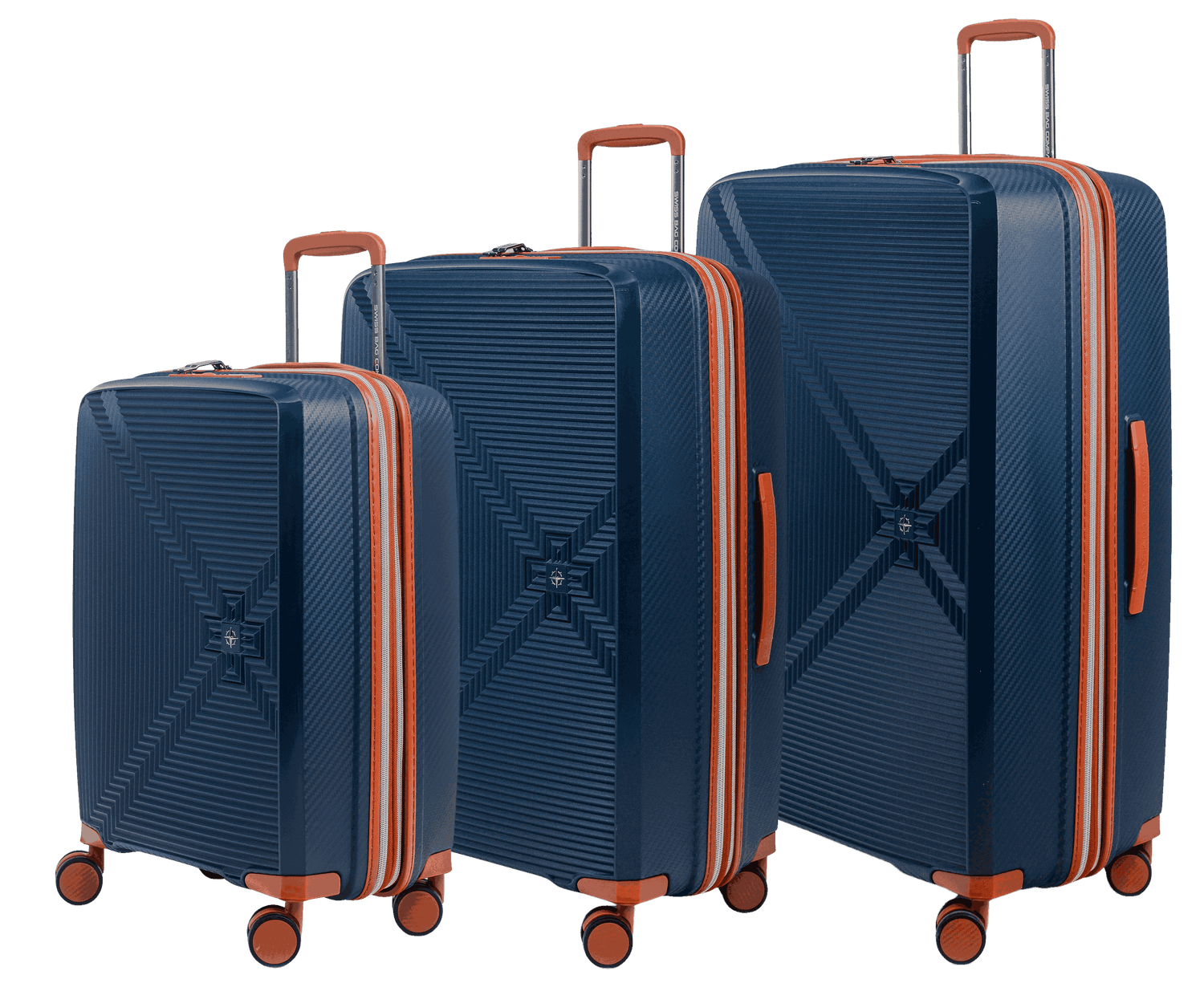 New Vision - Set of 3 luggage (S, L, XL), Colour: Navy / Cognac