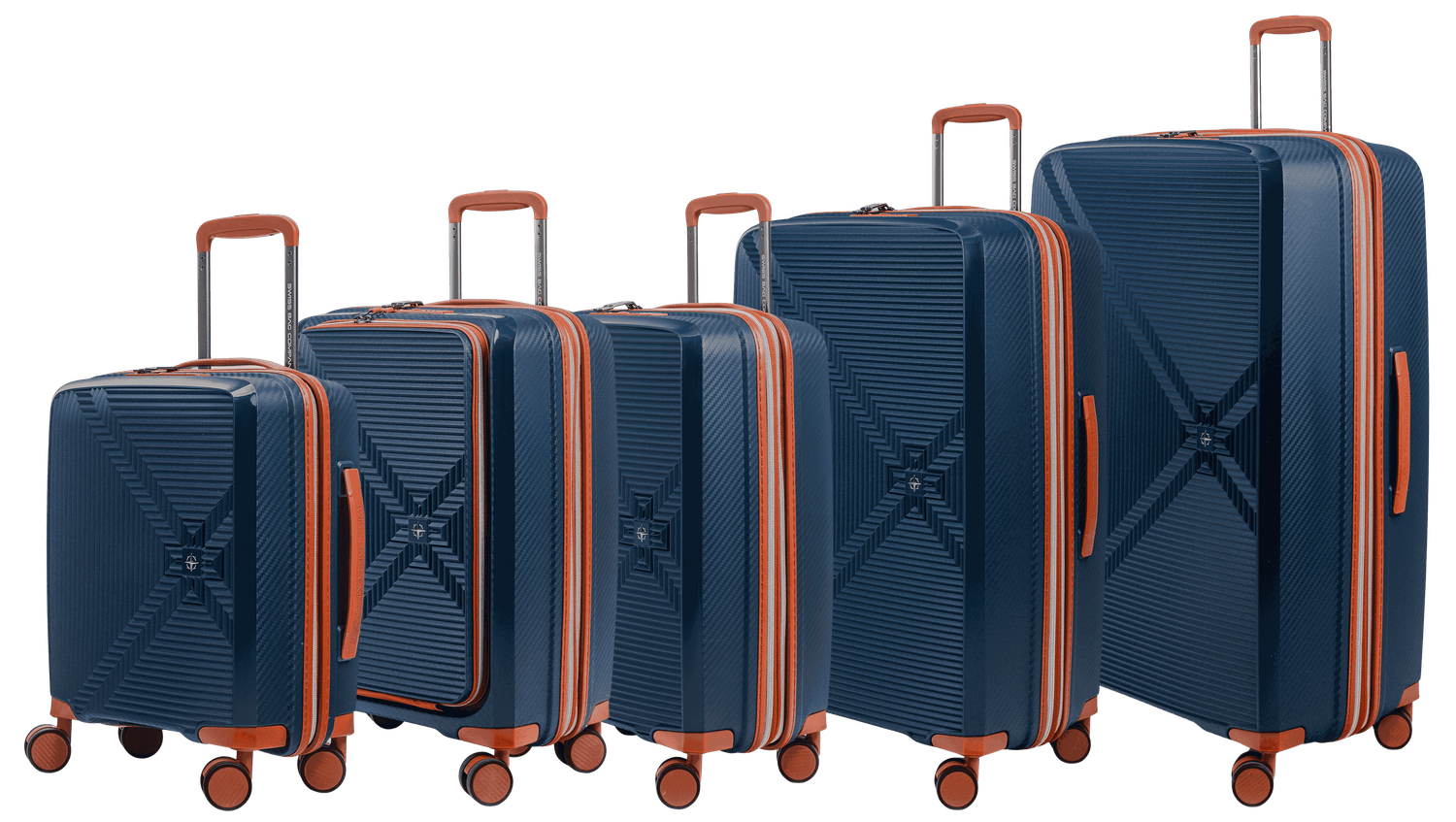 New Vision - Set of 5 luggage, Colour: Navy / Cognac