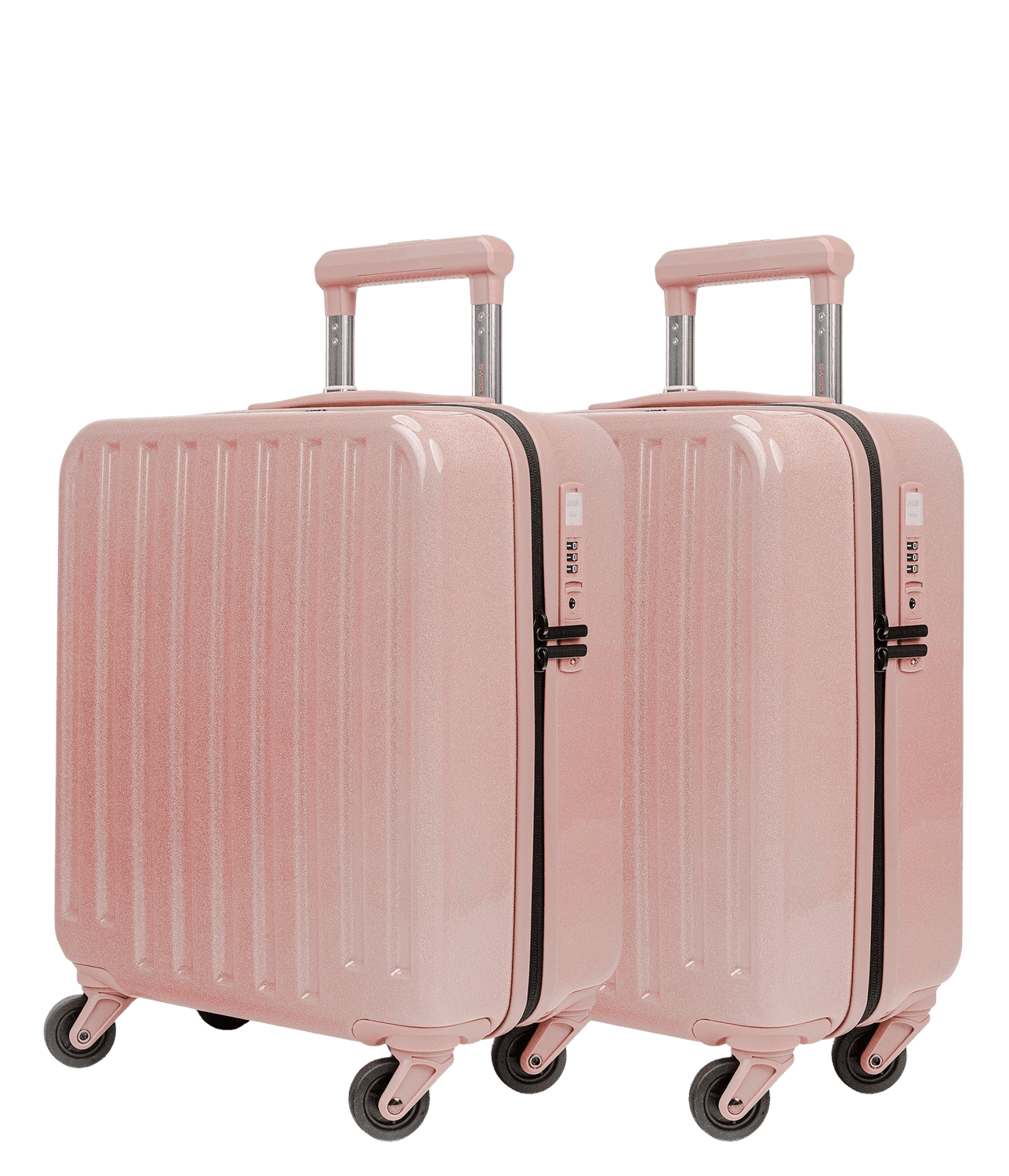 2x Cosmos Deluxe Sparkle - Cabin size &quot;Under Seat&quot; (easyJet) Trolley 45cm, Colour: Sparkle Rose