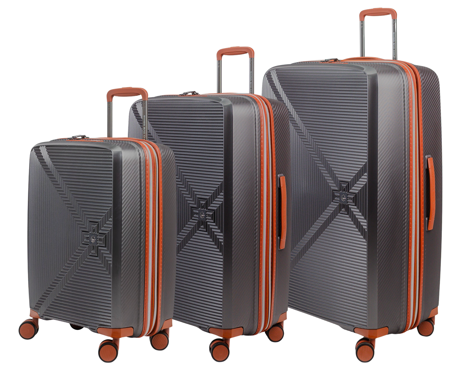 New Vision - Set of 3 luggage (S, L, XL), Colour: Grey / Cognac