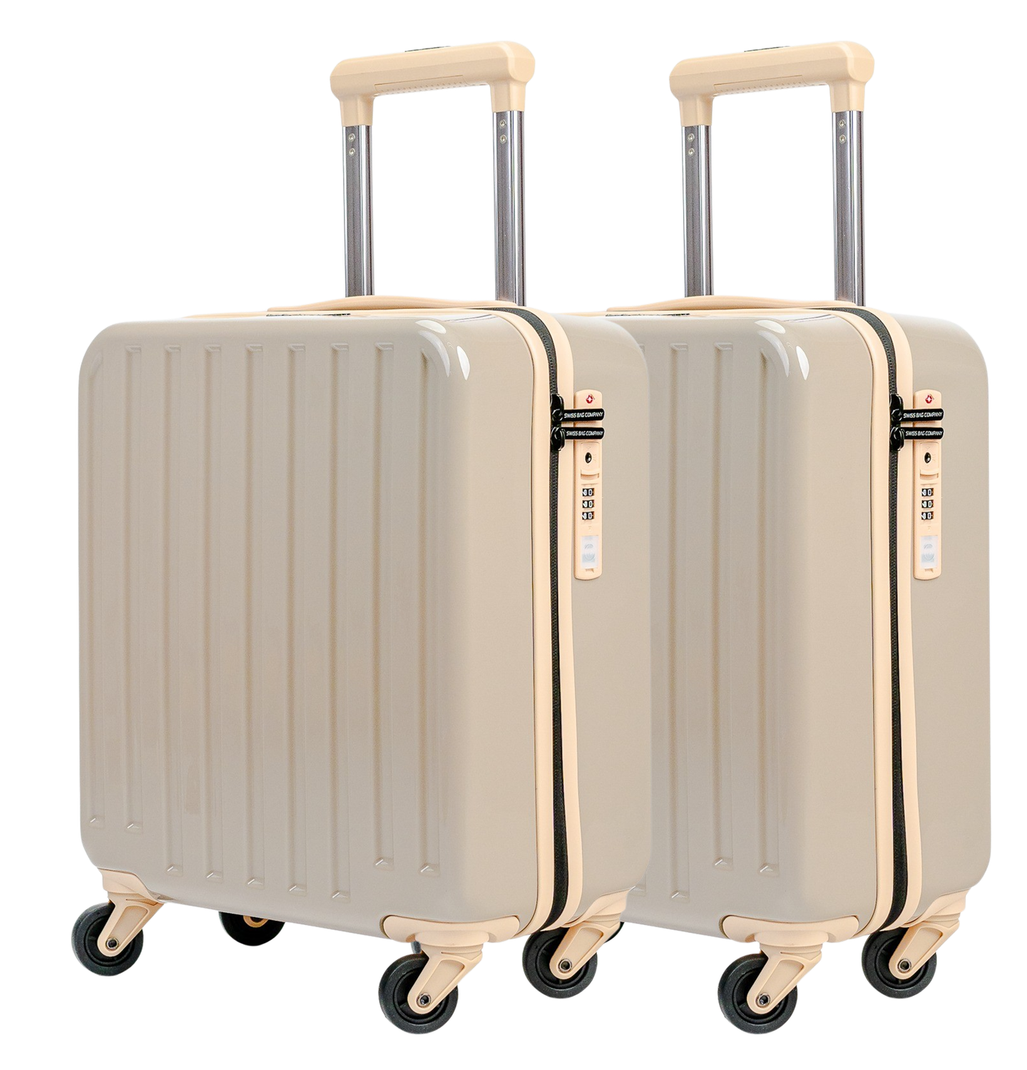 2x Cosmos Deluxe - Cabin size "Under Seat" (easyJet) Trolley 45cm, Colour: Beige