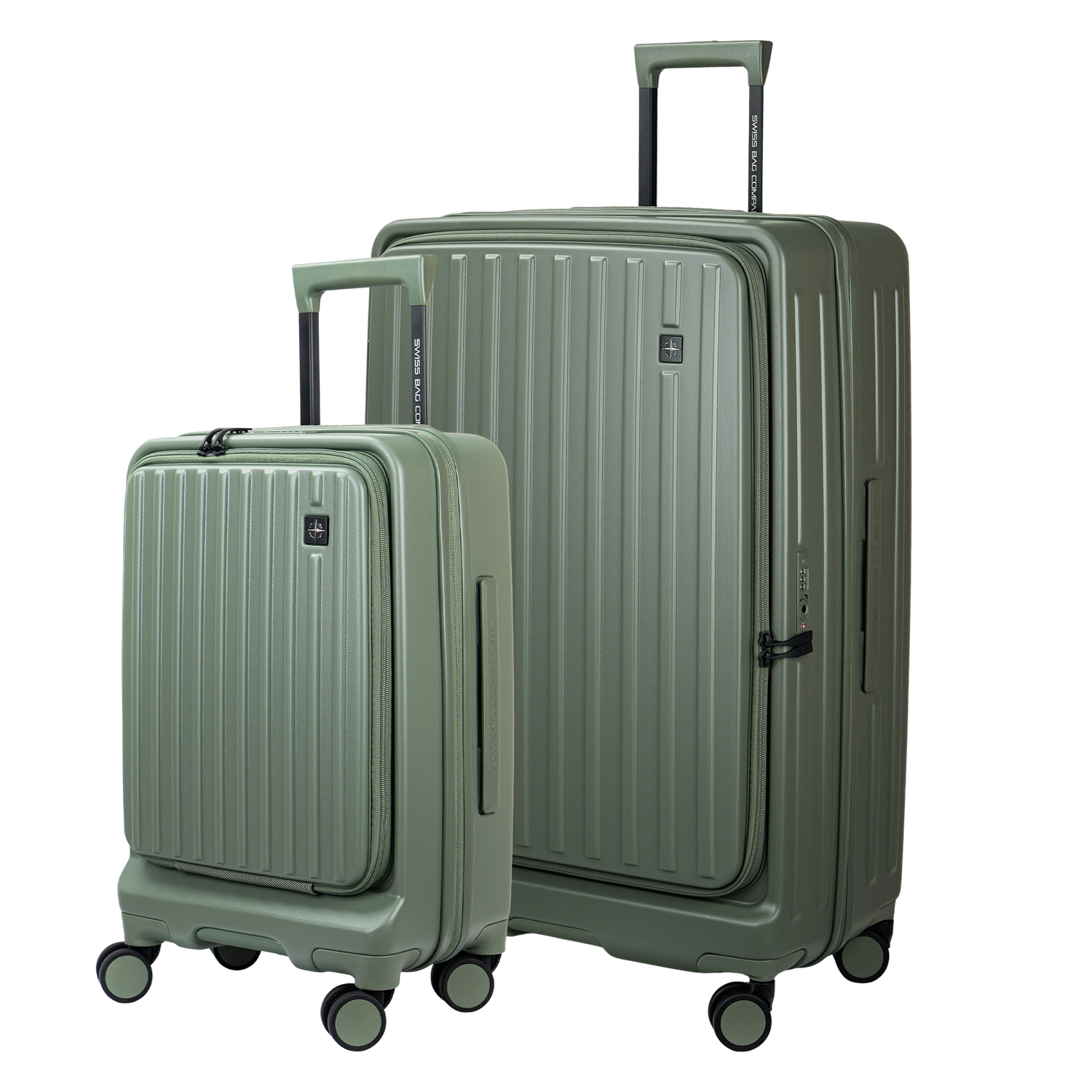 PURE Set of 2 – Cabin &amp; Large Suitcases, Farbe: Khaki Green