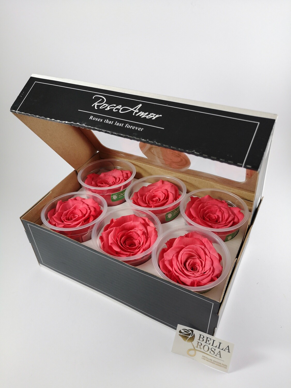 Caja de 6 Rosas Preservadas Rosada Claro