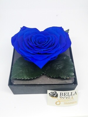 Rosa Preservada Azul en Forma de Corazón Caja Acrílica