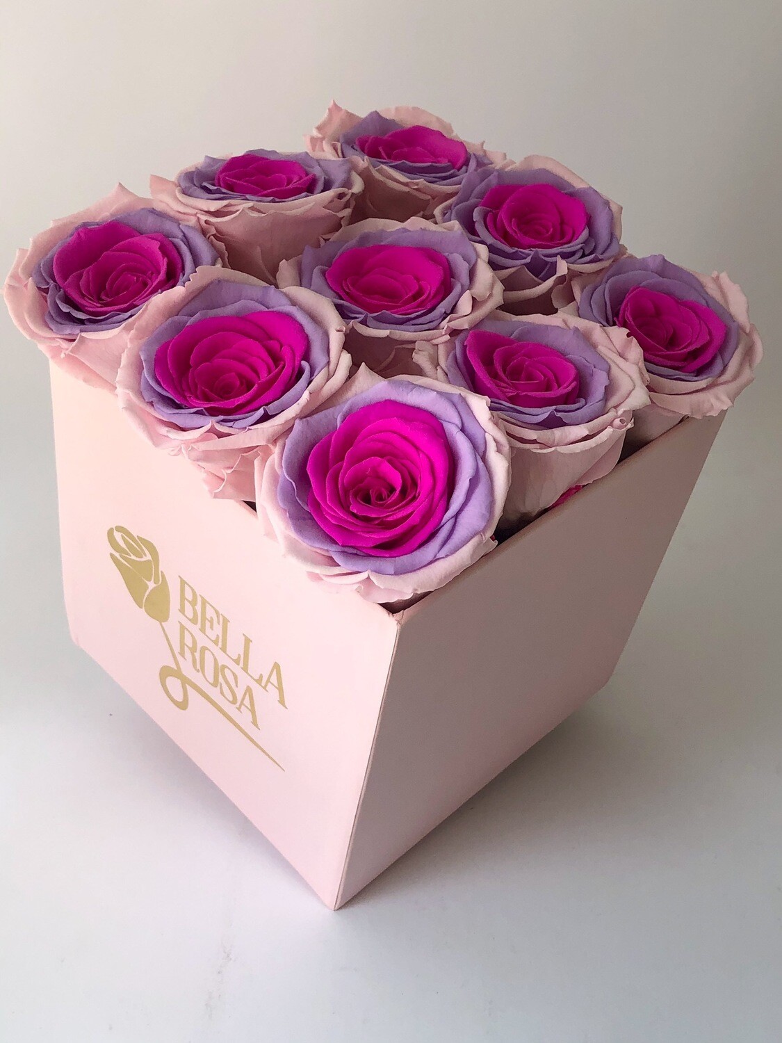 Caja con 9 rosas preservadas