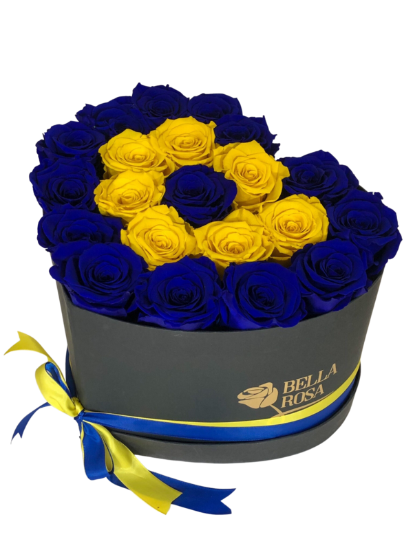 Caja en forma de corazón con 21 rosas preservadas tamaño Xl