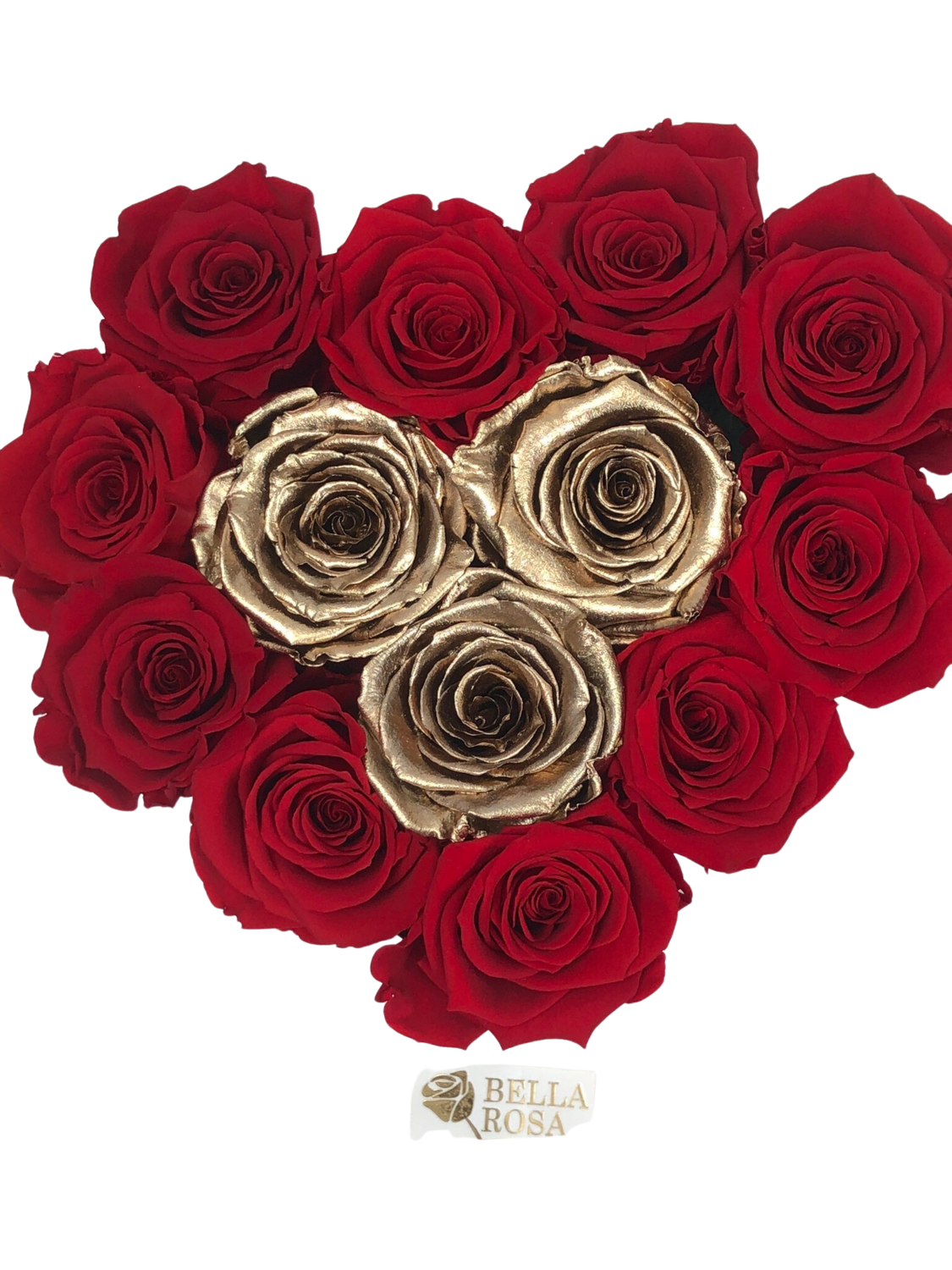 Caja en forma de corazón con 13 rosas preservadas