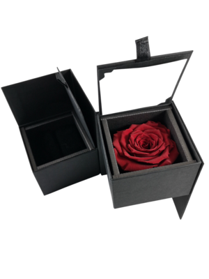 Caja elegante (13 cm x 9 cm ) rosa natural preservada color roja ( 7 cm x 7 cm ) 