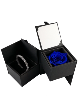 Caja elegante (13 cm x 9 cm ) rosa natural preservada color azul ( 7 cm x 7 cm ) 