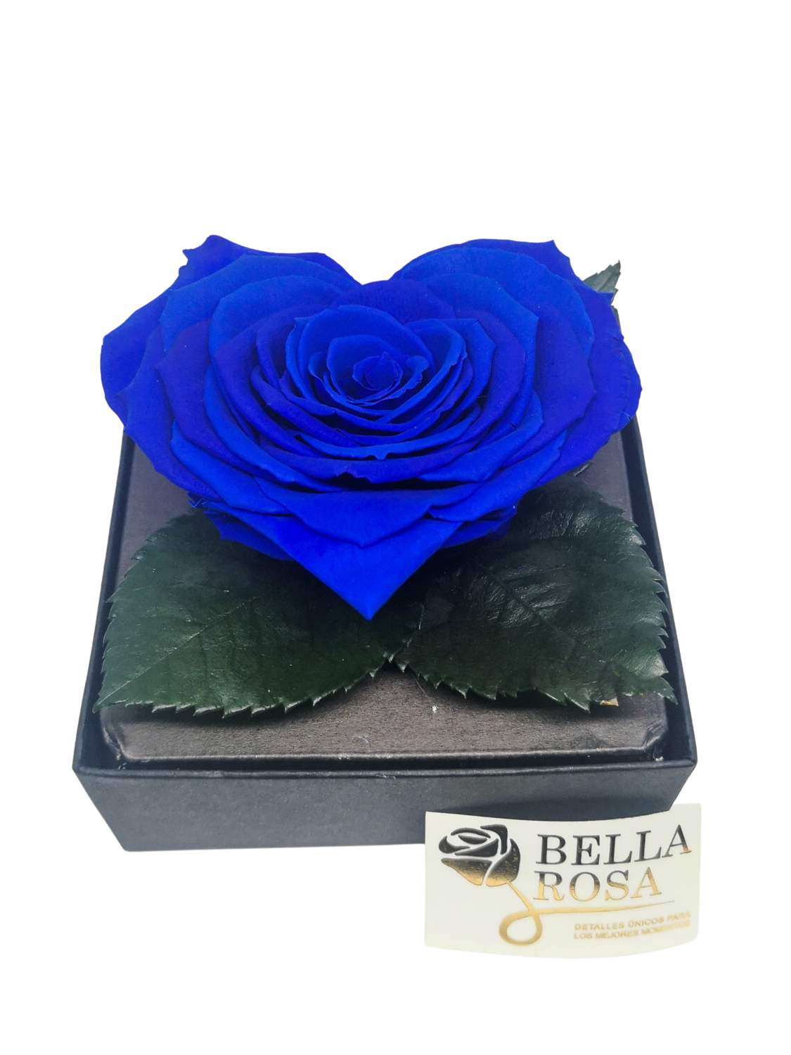 Rosa Preservada Azul en Forma de Corazón Caja Acrílica