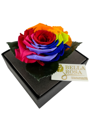 Rosa Preservada Arcoíris Caja Acrílica