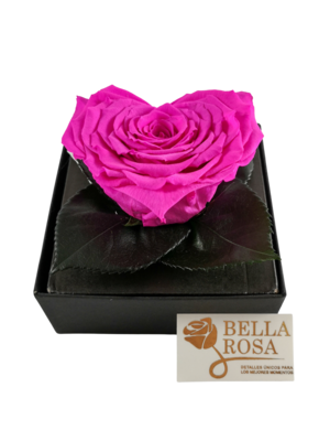 Rosa Preservada Rosada Claro en Forma de Corazón Caja Acrílica