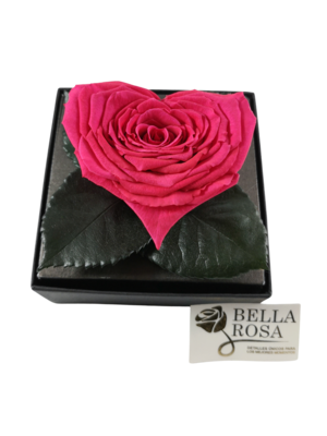 Rosa Preservada Rosado Oscuro en Forma de Corazón Caja Acrílica