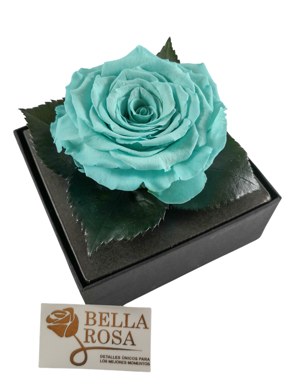 Rosa Preservada Celeste Caja Acrílica