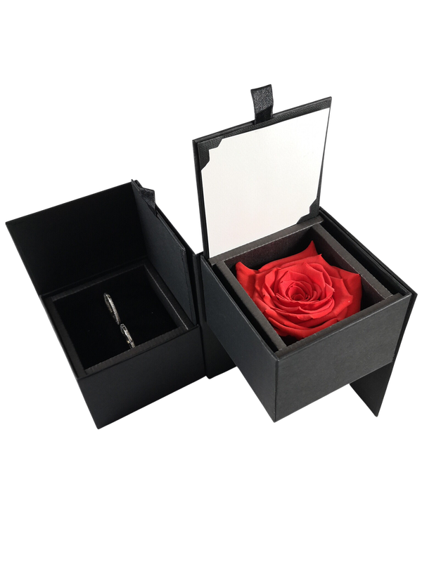 Caja elegante (13 cm x 9 cm ) rosa natural preservada color ora ( 7 cm x 7 cm ) 