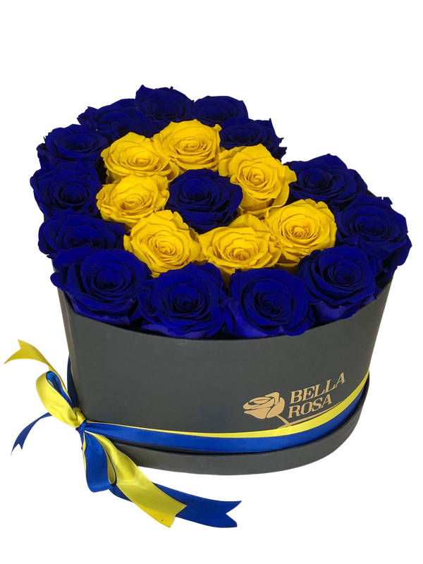 Caja en forma de corazón con 21 rosas preservadas tamaño Xl