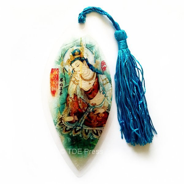 Chinese Ink Bodhisattva Bookmark With Blue Tassel