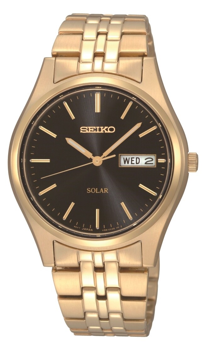 Seiko SNE044P9 Solar Quartz Gold Plated Watch