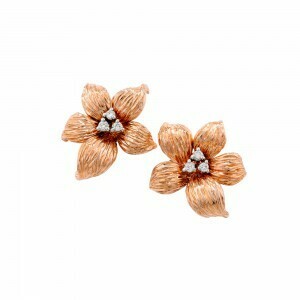 Exclusive Rose Gold And Diamond Lily Stud Earrings