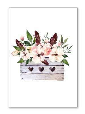 Blank Crate with Autumn Flowers Folding Card