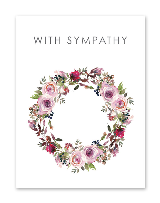 With Sympathy with Pink Wreath Folding Card