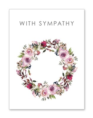 With Sympathy with Pink Wreath Folding Card