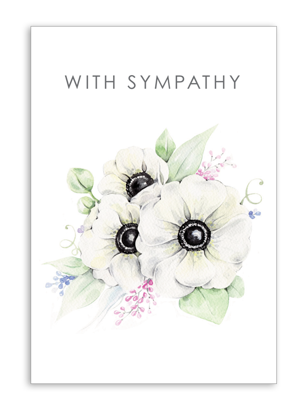 With Sympathy with White Anenome Folding Card