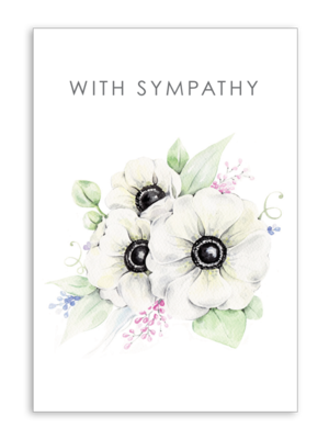 With Sympathy with White Anenome Folding Card