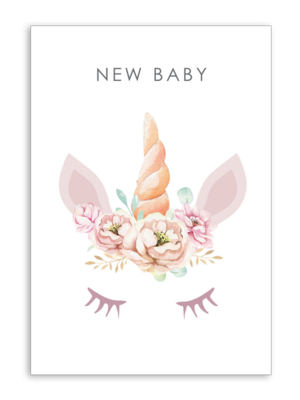 New Baby with Unicorn Folding Card