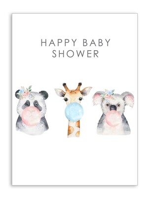 Happy Baby Shower with Animals Folding Card